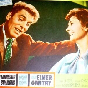 Vintage 1960 Elmer Gantry Lobby Card Burt Lancaster Jean Simmons UA Movie Poster